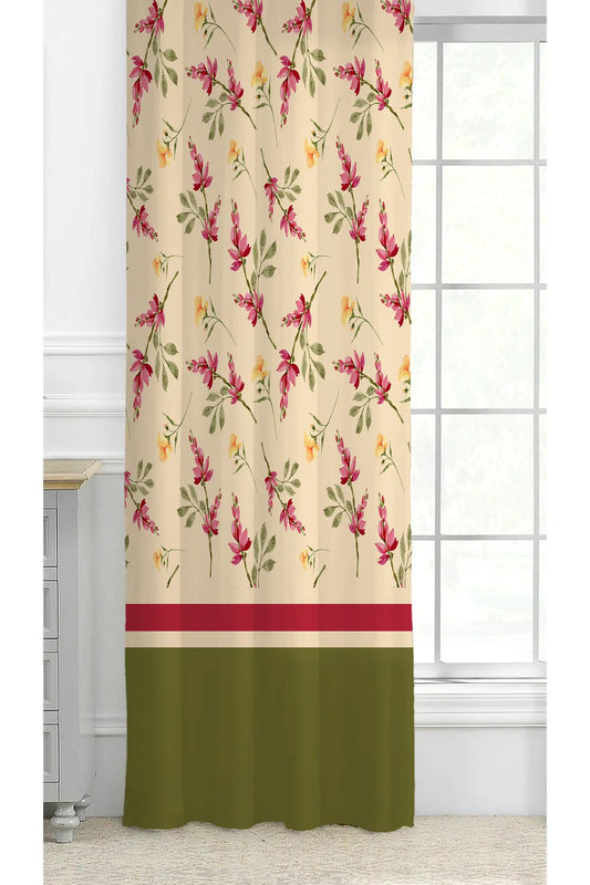 Antique Floral & Ethnic Line Pattern Curtain - Chic Digital Printed Single Panel Drape for Modern & Traditional Home Decor