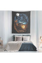 Hati and Sköll Norse Mythology Tapestry - Viking Wolves Wall Art & Pagan Decor for Bedroom or Living Room