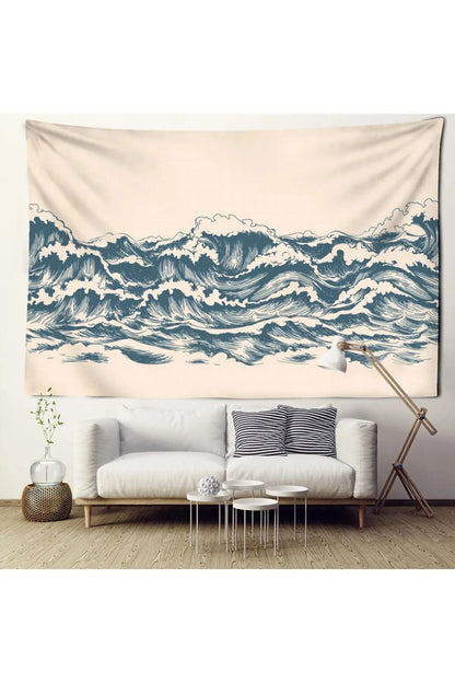 Ocean Wave Nature Tapestry - Bohemian Sea Landscape Wall Art & Decorative Hanging for Bedroom or Beach Decor