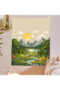 Retro Nature Camping Illustrated Wall Tapestry - Mountain Valley River & Wild Horses Fabric Poster Cute Forest Adventure Kids Bedroom Living Room Hanging
