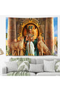Ancient Egyptian Queen Cleopatra Wall Tapestry - Golden Throne & Cheetahs Fabric Poster Mythological Pharaoh Palace Art Living Room Wall Hanging