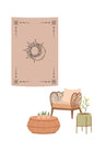 Bohemian Terracotta Sun and Moon Wall Tapestry - Celestial Crescent Moon & Radiant Sun Line Art Fabric Poster Mystical Astrology Yoga Room Hanging