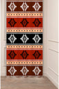 Authentic Anatolian Ethnic Pattern Drapery Curtain - Traditional Turkish Kilim Geometric Motif Panel Textured Fabric Cozy Living Room Backdrop