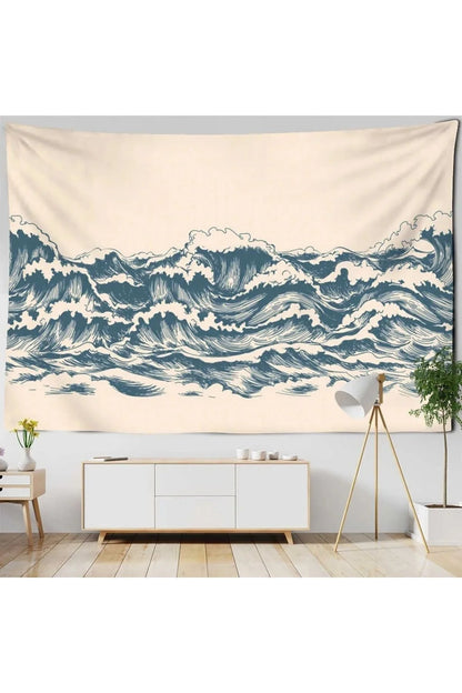 Ocean Wave Nature Tapestry - Bohemian Sea Landscape Wall Art & Decorative Hanging for Bedroom or Beach Decor