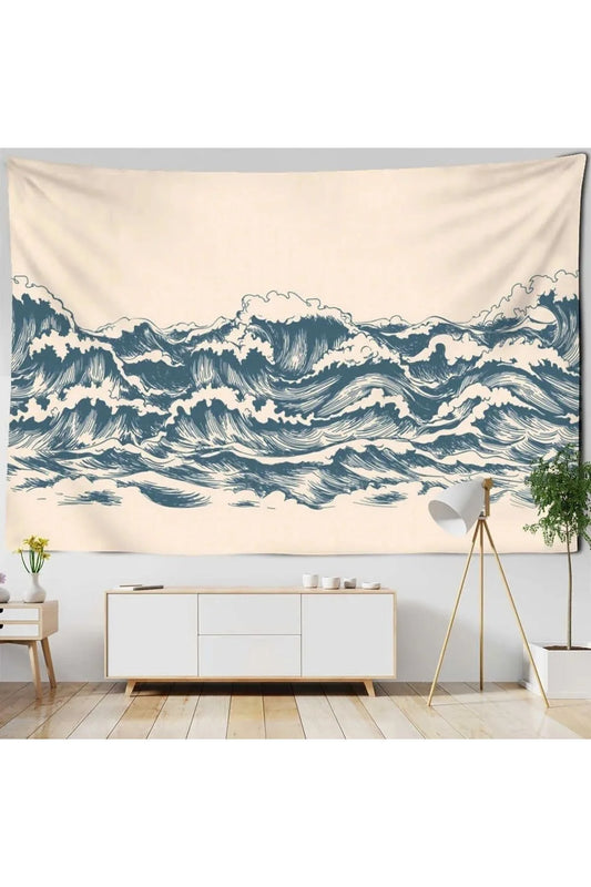 Ocean Wave Nature Tapestry - Bohemian Sea Landscape Wall Art & Decorative Hanging for Bedroom or Beach Decor