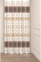 Red and White Anatolian Geometric Pattern Drapery Curtain - Traditional Turkish Kilim Chevron Panel Textured Fabric Golden Maroon Boho Window Treatment (Kopya)