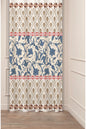 Ottoman Damask & Blue Floral Pattern Drapery Curtain - Traditional Turkish Chintamani Motif Panel Textured Fabric Lacivert Navy Blue Boho Window Treatment