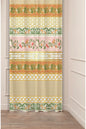 Traditional Ottoman Palace Scribe Drapery Curtain - Elegant Yellow Arabesque Damask Motif Panel Textured Fabric Soft Pink Floral Center Boho Window Treatment