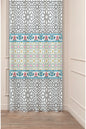 Islamic Geometric Star Mosaic Drapery Curtain - Traditional Turkish Iznik Tile Pattern Panel Textured Fabric Grey Turquoise Boho Living Room Window Treatment