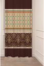Anatolian Kilim & Ottoman Damask Drapery Curtain - Traditional Geometric Diamond Pattern Panel Textured Fabric Chocolate Kahverengi Boho Living Room Window Treatment
