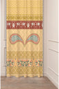 Traditional Paisley & Ottoman Motif Drapery Curtain - Elegant Yellow Gold Arabesque Panel Textured Fabric Terracotta Red Boho Living Room Window Treatment