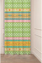 Anatolian Lime Green Geometric Pattern Drapery Curtain - Traditional Kilim Patchwork Motif Panel Textured Fabric Yellow Yellow Boho Living Room Window Treatment