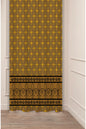 Classic Gold Islamic Star Lattice Drapery Curtain - Elegant Fleur-de-Lis Border Panel Textured Fabric Turuncu Orange Boho Living Room Window Treatment