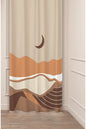 Bohemian Desert Landscape Crescent Moon Drapery Curtain - Abstract Terracotta Dunes Panel Textured Fabric Siyah Black Scandinavian Living Room Window Treatment