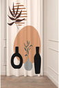 Minimalist Boho Ceramic Vase & Leaf Line Art Drapery Curtain - Terracotta Sun Abstract Arch Panel Textured Fabric Turuncu Orange Scandinavian Living Room Window Treatment