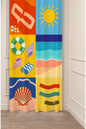 Summer Coastal Collage Printed Curtains - Beach & Shell Aesthetic Drapes
