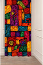 Stained Glass Floral Printed Curtains - Vibrant Mosaic Abstract Drapes