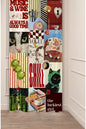 Retro Music & Wine Printed Curtains - Aesthetic Black Cat Collage Drapes