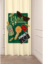 Parisienne Chic Aesthetic Window Curtain | French Fashion & Vintage Camera Print Wall Tapestry