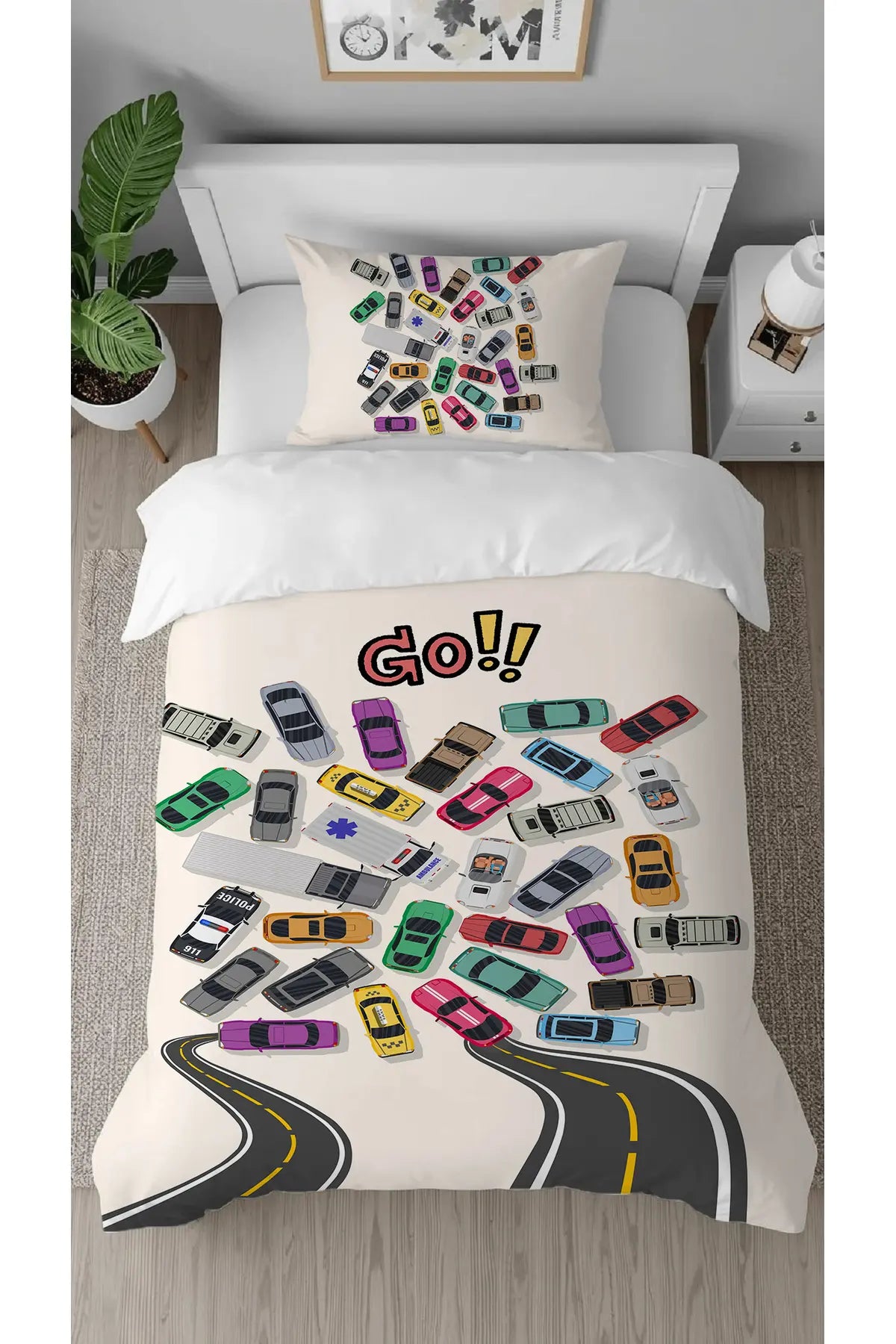 Green Dinosaur Printed Duvet Cover Set | Cute Jungle Animal Kids Bedding Set with Pillowcase