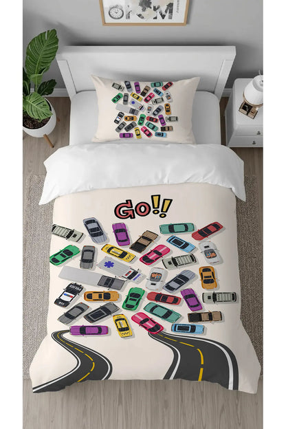 Green Dinosaur Printed Duvet Cover Set | Cute Jungle Animal Kids Bedding Set with Pillowcase