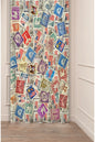 Vintage Postage Stamp Pattern Window Curtain | Retro Mail & Stamp Collage Printed Wall Tapestry