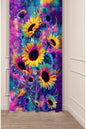 Mosaic Galaxy Sunflower Window Curtain | Tiled Psychedelic Floral Print Wall Tapestry