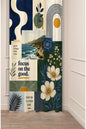 Sun & Coastal Vibes Collage Window Curtain | Boho Navy Blue & Mustard Ocean View Wall Tapestry