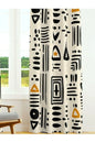Tribal Geometric Pattern Curtain - Black & Mustard Boho Digital Printed Single Panel Drape for Modern Ethnic Home Decor