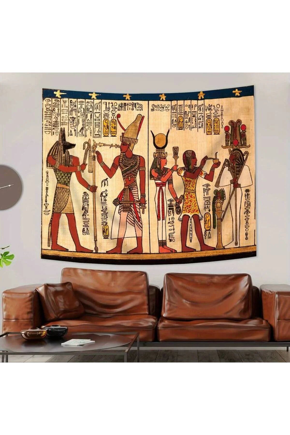 Ancient Egyptian Mythology Wall Tapestry - Decorative Anubis & Pharaoh Wall Hanging for Mystic & Bohemian Home Decor