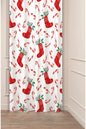 Christmas Stockings & Candy Cane Window Curtain - Festive Holiday Drapes