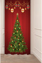 Red Christmas Tree Window Curtain - Festive Holiday Decor & Drapes