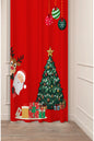 Santa Claus & Reindeer Christmas Tree Window Curtain - Red Kids Room & Holiday Drapes
