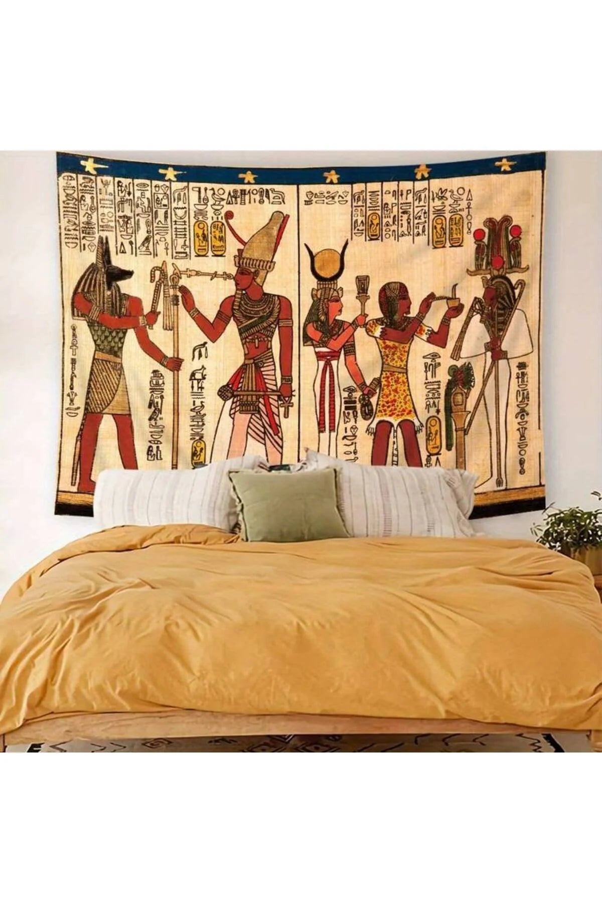 Ancient Egyptian Mythology Wall Tapestry - Decorative Anubis & Pharaoh Wall Hanging for Mystic & Bohemian Home Decor