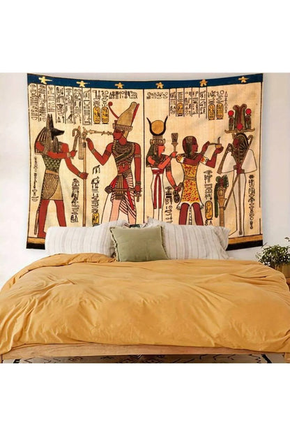 Ancient Egyptian Mythology Wall Tapestry - Decorative Anubis & Pharaoh Wall Hanging for Mystic & Bohemian Home Decor