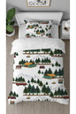 Adventure Awaits Camping & Forest Duvet Cover Set - Kids' Nature-Themed Digital Printed Bedding for Modern Nursery Decor