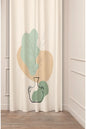Minimalist Boho Vase & Leaf Curtain - Pastel Abstract Line Art Digital Printed Single Panel Drape for Elegant Modern Home Decor