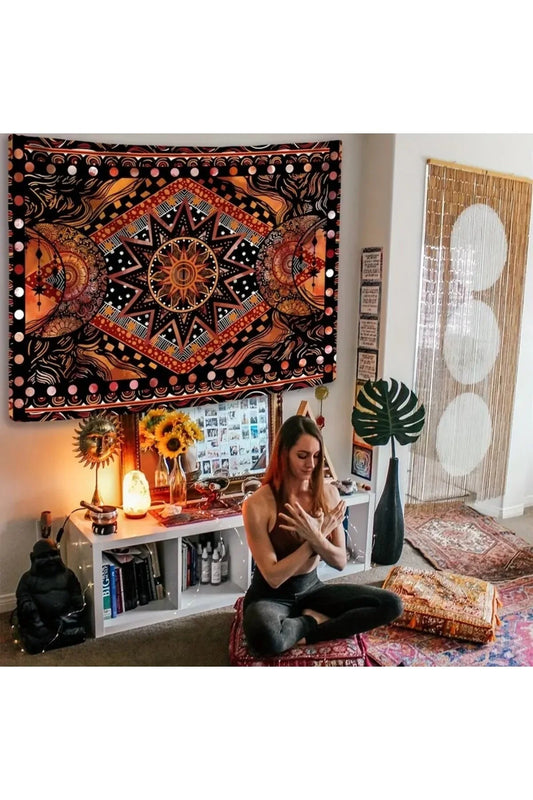 Mandala Yoga Hippie Design Wall Tapestry – Stylish Wall Hanging, Wall Decor, Decorative Wall Art