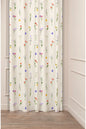 Wildflower Meadow Pattern Curtain - Colorful Floral & Leaf Beige Cream Bohemian Digital Printed Single Panel Drape for Fresh Living Room Decor