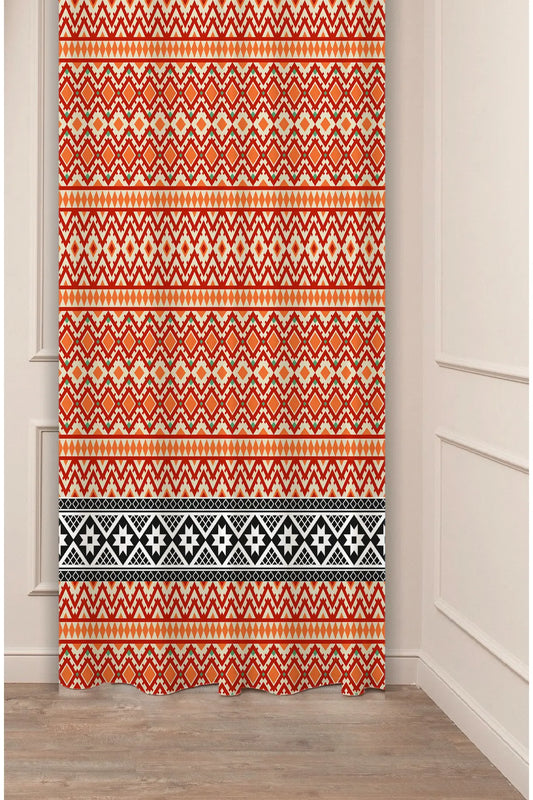 Authentic Anatolian Ethnic Pattern Curtain - Traditional Ottoman Style Digital Printed Single Panel Drape for Bohemian & Rustic Home Decor