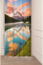 Majestic Alpine Lake Sunset Curtain - Golden Peak & Water Reflection Digital Printed Single Panel Drape for Scenic Nature Home Decor