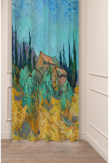 Zen Bamboo Forest Curtain - Green Nature Landscape & Sun Rays Digital Printed Single Panel Drape for Peaceful & Oriental Home Decor
