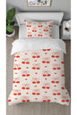 Sweet Red Cherry & Ribbon Pattern Bedding Set - Cute Fruit & Hearts Digital Printed Single Size Duvet Cover for Kids & Teens Bedroom Decor
