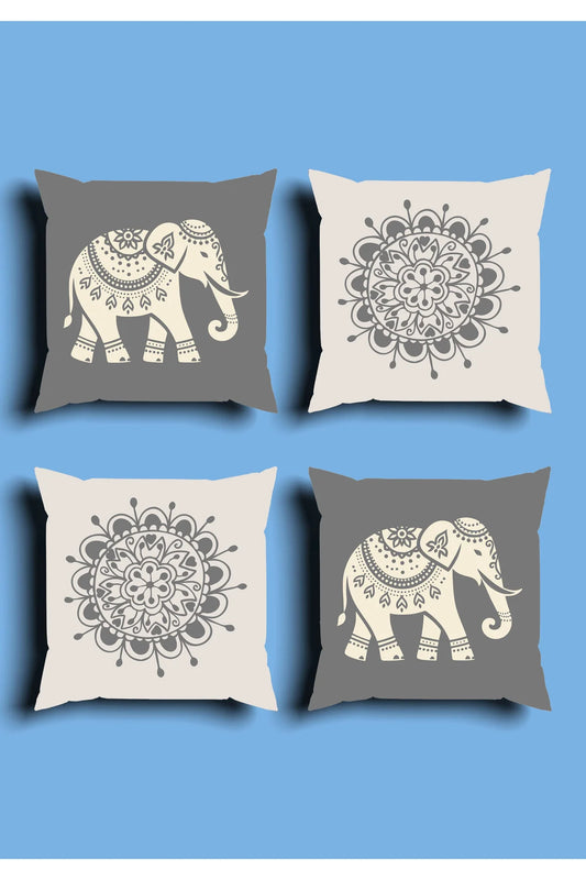 Bohemian Geometric Line Pattern Custom Design – Set of 4 Double-Sided Cushion Covers & 1 Table Runner