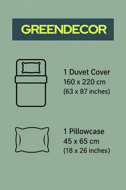 Minimalist Zen Cat & Abstract Shapes Duvet Cover Set - Sage Green Digital Printed Bedding with 100% Cotton Base for Modern Kids' Decor